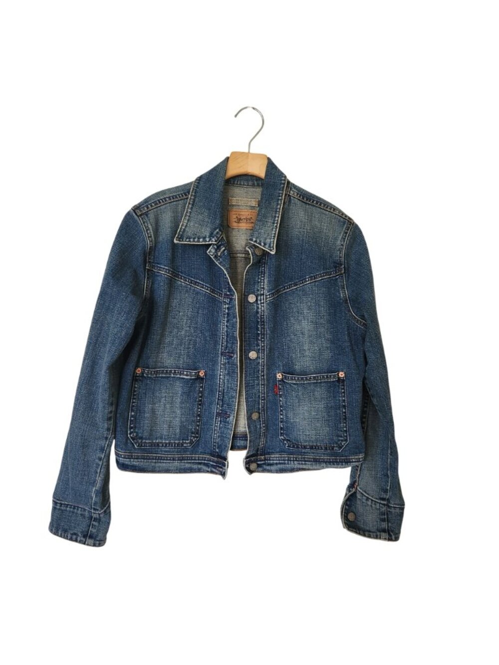 Levi's Retro Blue Denim Trucker Jacket Butterfly Print Y2K Coquette Fairy Cute - Picture 2 of 12